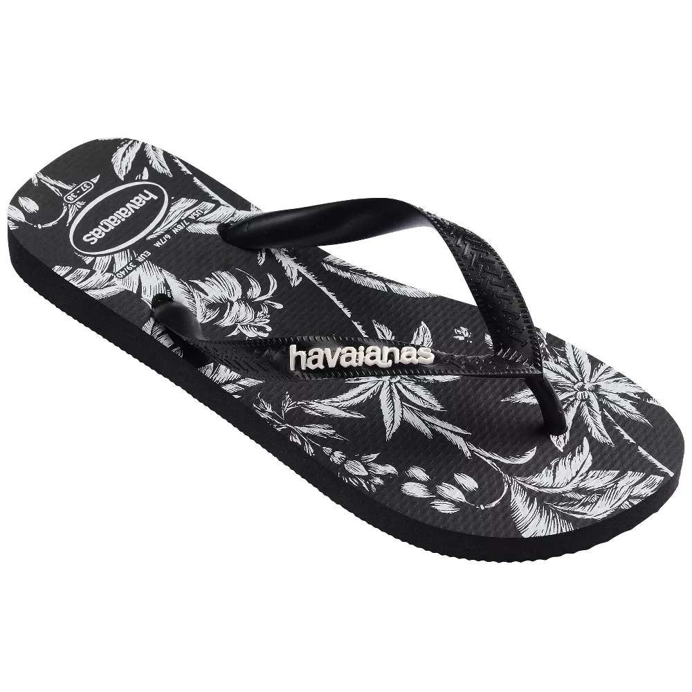 Women's Logo Flip Sandals by Havaianas Black/White Size 9-10 New With Tags